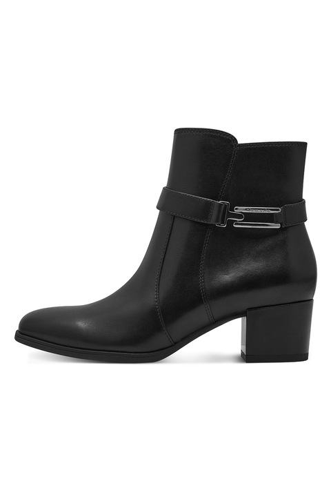 Tamaris, Botine de piele cu fermoar, Negru, 39
