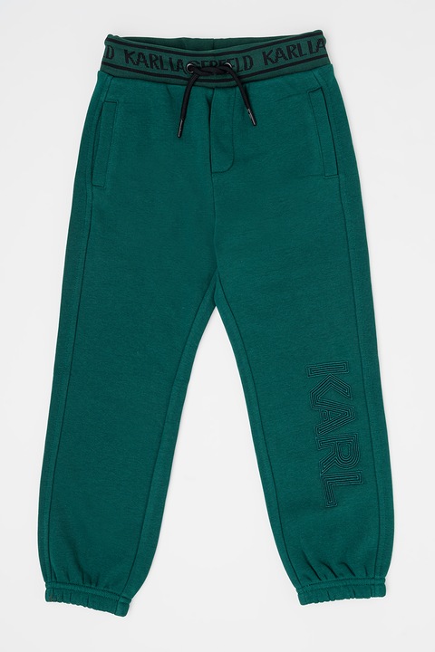 KARL LAGERFELD KIDS, Húzózsinóros szabadidőnadrág logómintával, Angolzöld, 174 CM