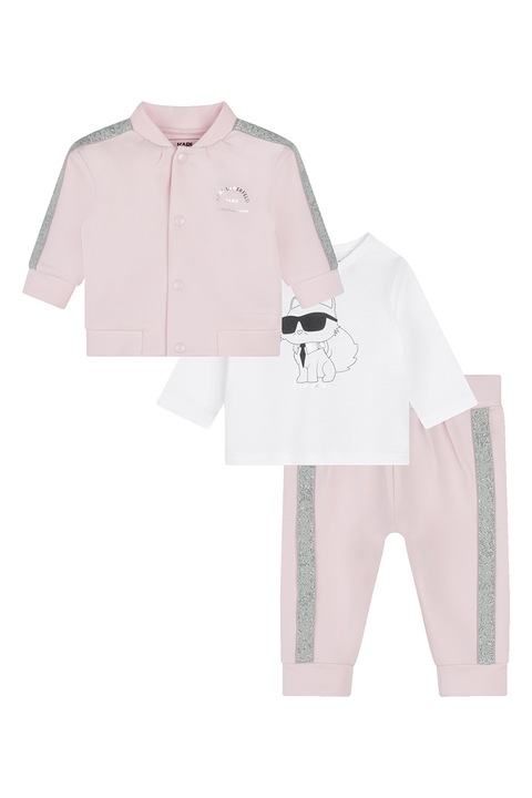 KARL LAGERFELD KIDS, Set de imbracaminte - 3 piese, Roz pal/Argintiu, 81 CM