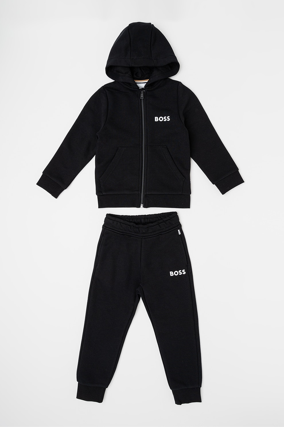 BOSS Kidswear, Trening din amestec de bumbac, Negru, Camel, 126 CM