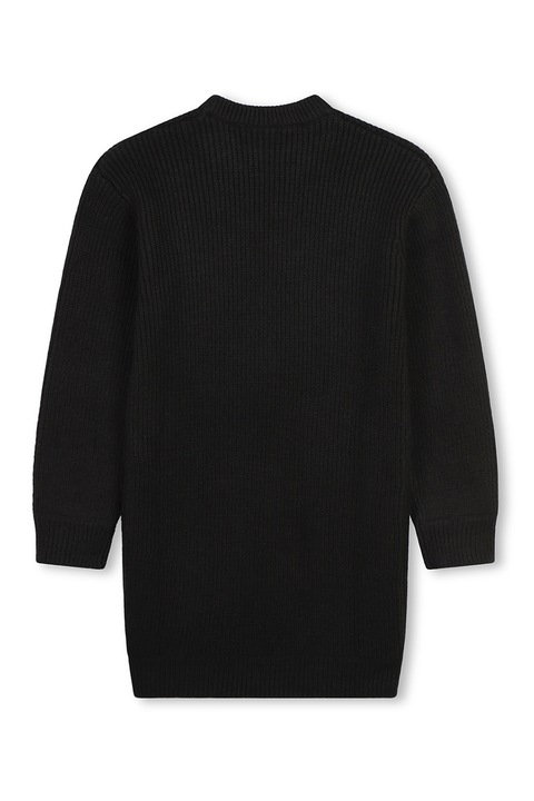 HUGO, Rochie-pulover cu logo, Negru/Argintiu