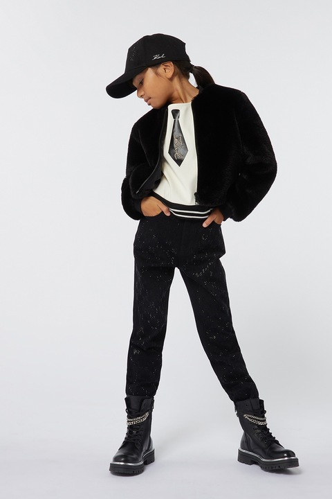 KARL LAGERFELD KIDS, Colanti cu banda logo in talie, Negru, 150 CM