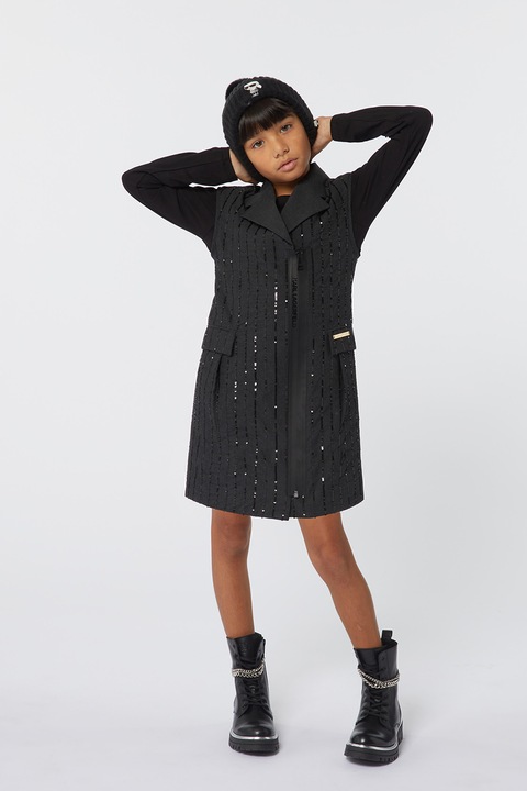 KARL LAGERFELD KIDS, Шапка с пайети, Черен