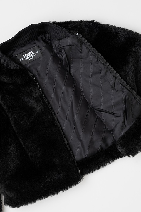 KARL LAGERFELD KIDS, Зимно яке с цип, Черен, 126 CM