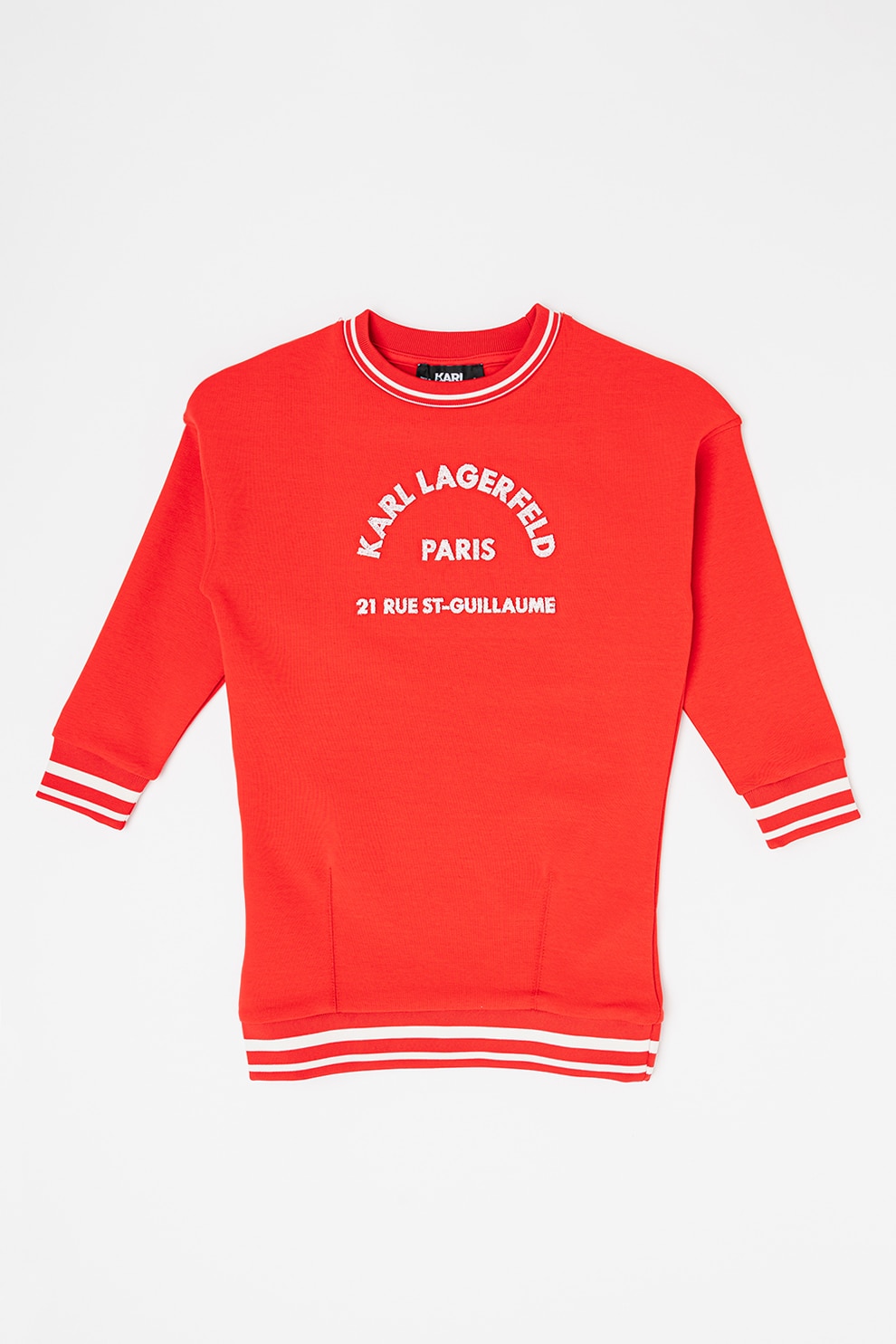 KARL LAGERFELD KIDS, Rochie mini cu imprimeu logo, Rosu, 162 CM