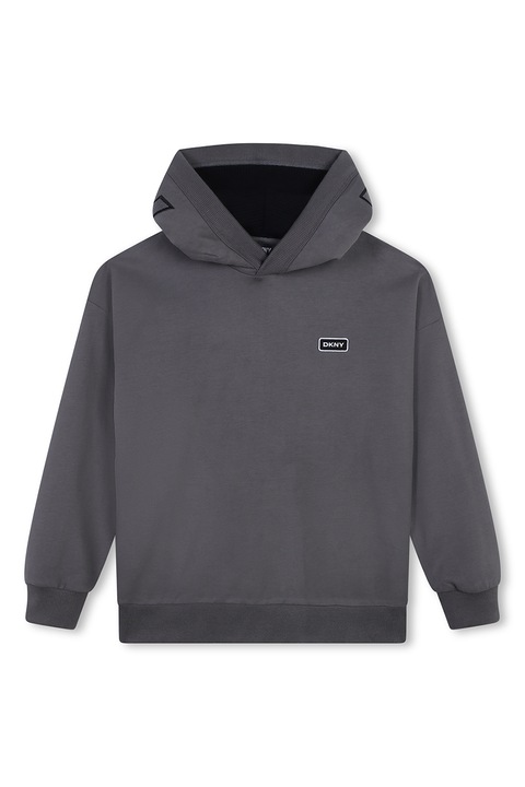 DKNY, Hanorac din bumbac cu model uni, 138 CM, Gri antracit