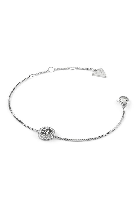 GUESS, Bratara ajustabila decorata cu cristale, Argintiu, 18.4 CM
