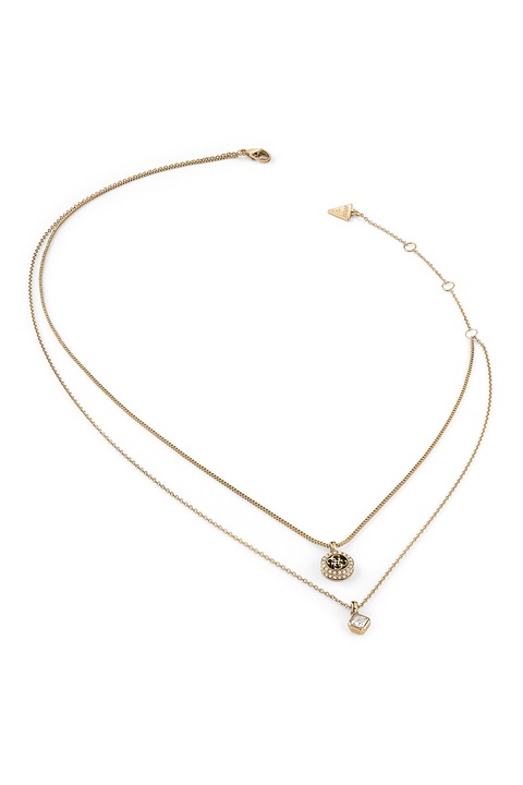 GUESS, Колие със златно покритие и кристали, Златист