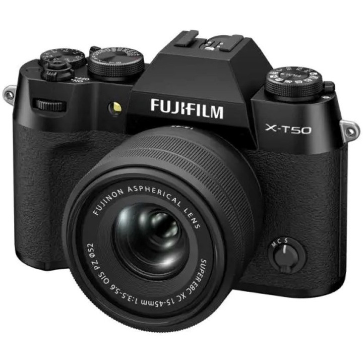 Aparat Foto Mirrorless Fujifilm X-T50, 40.2 MB + Obiectiv XC 15-45mm, Black