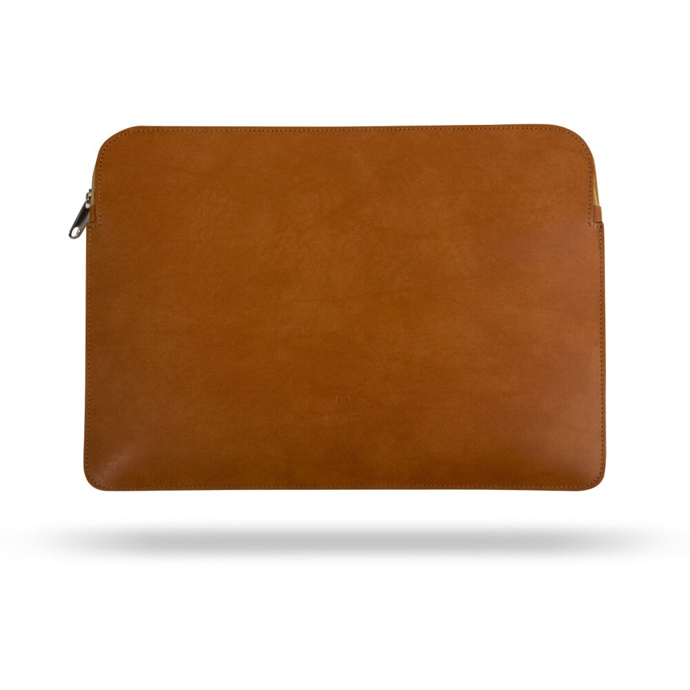 Geanta/Husa universala pentru laptop din piele naturala cu fermoar, maro, 13-14 inch, culoare Maro