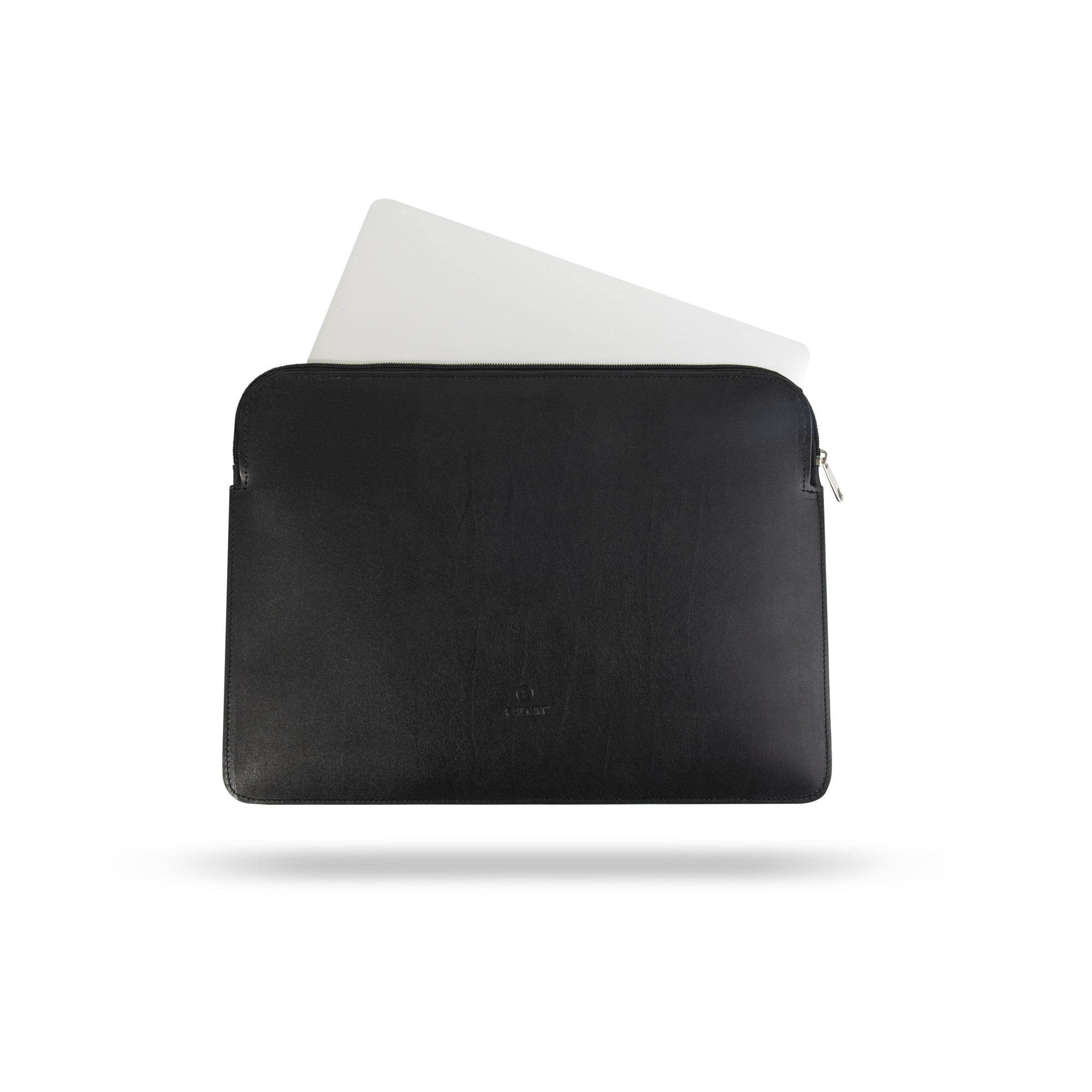 Geanta/Husa universala premium pentru laptop din piele naturala cu fermoar, 13-14 inch, culoare Neagra