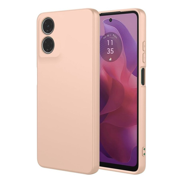 Husa pentru Motorola Moto G04 Daden® Silicon SoftFlex, Ultra Slim, Protectie sporita, Interior de microfibra, Roz nisip