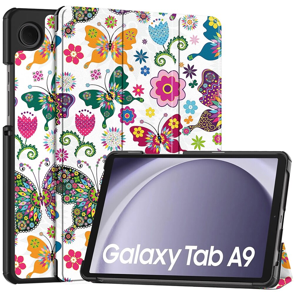 Husa compatibila cu Samsung Galaxy Tab A9, 8.7 inchi, Tip carte, Bounce Technology, Functie Wake/ Sleep, Comando Stand, Protectie completa, Butterfly
