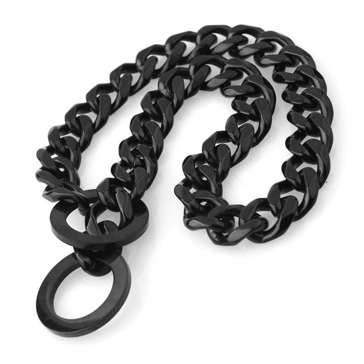 QttvbTna kutyanyakörv rozsdamentes acél kubai lánc rozsdaálló fekete 15mm