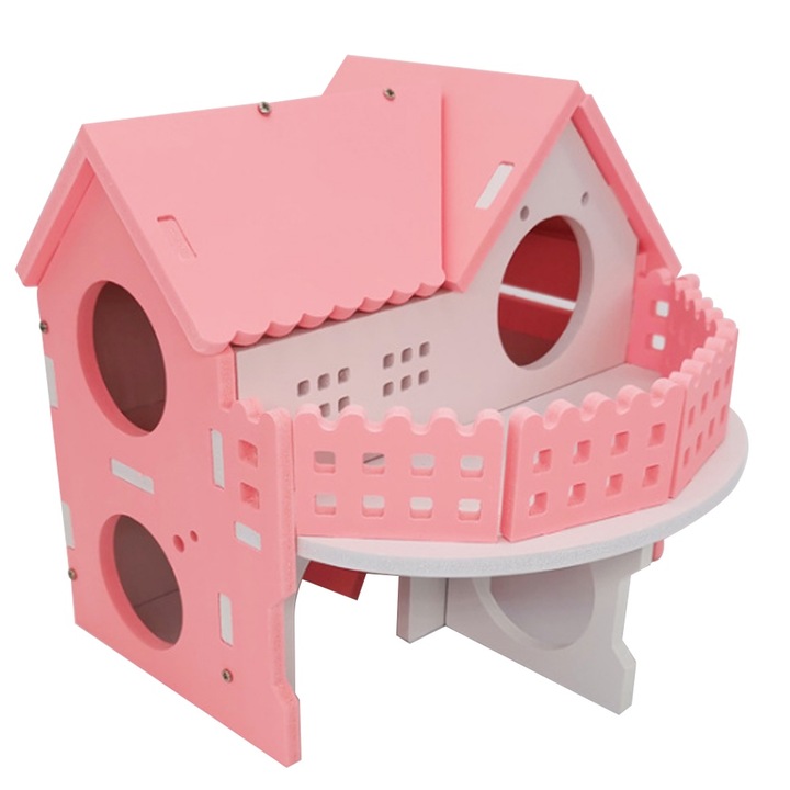 QttvbTna hörcsögház, PVC, rózsaszín-fehér 17x15x15,5 cm