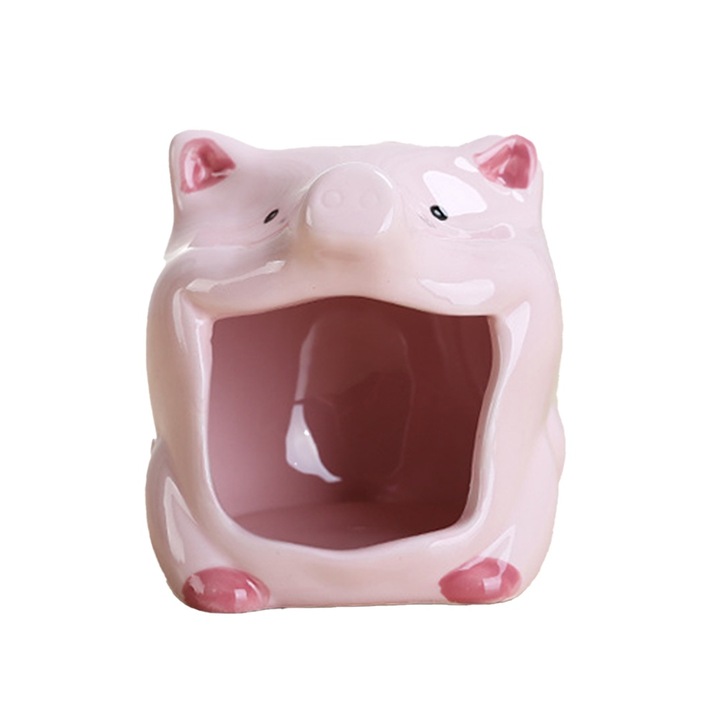 Kisállatoknak való ketrec, malac forma, hideg, rózsaszín, kerámia