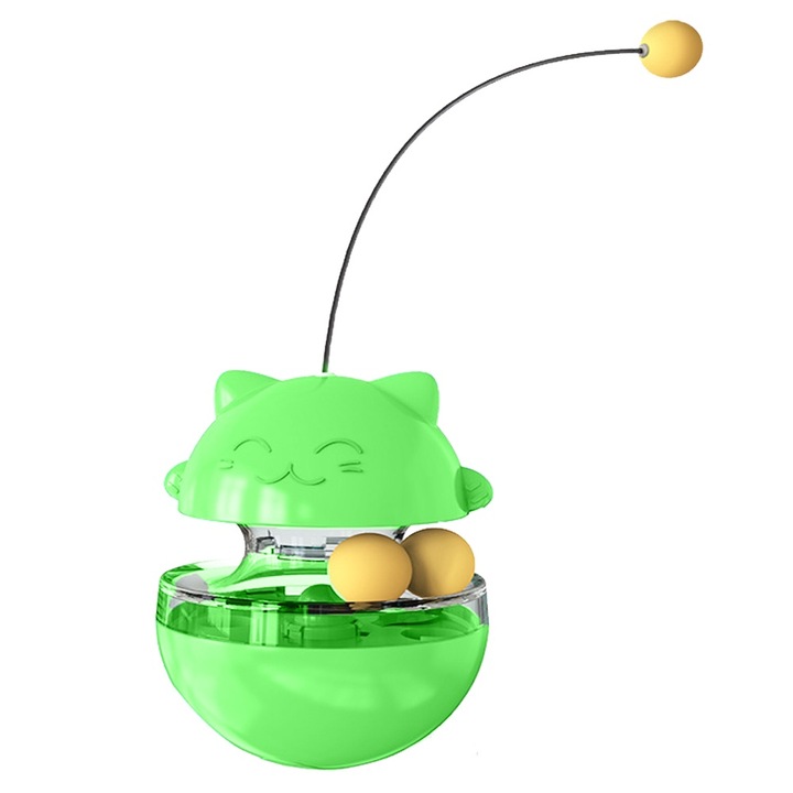 Интерактивна играчка за котки, QttvbTna, въртене на 360 градуса, зелена