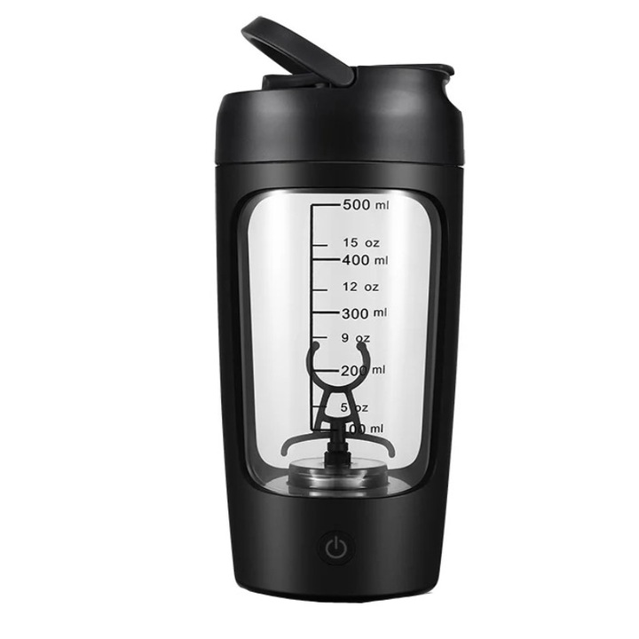 Shaker Electric WALALLA, 550ml, Reincarcabil USB, Negru