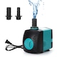 Pompa de apa submersibila de 60 GHP Pompa de fantana ultra silentioasa de 3 W, 220 L/H cu ridicare inalta de 1,6 ft, pompa de acvariu cu 2 duze pentru rezervor de pesti, iaz, statuar, hidroponie, WALALLA