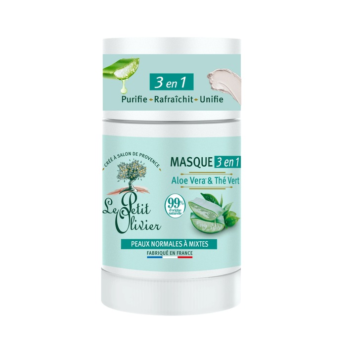 Masca faciala cu argila alba 3v1, Le Petit Olivier, 50g