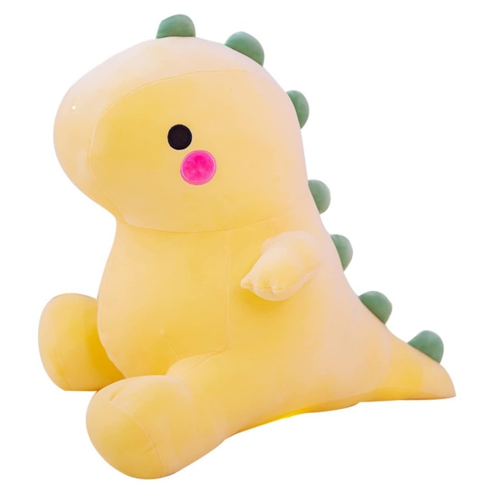 Jucarie de plus, Tyrael-SEA, Model dinozaur gras, bumbac ecologic, galben, 33cm