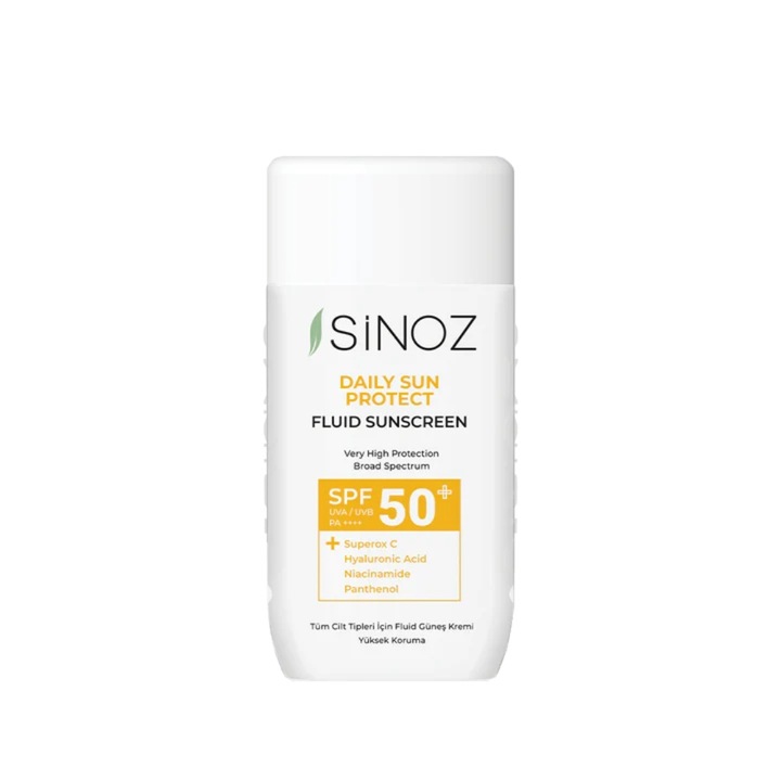 Fényvédő krém arcra, Sinoz, SPF50+, Superox C/Hialuronsav