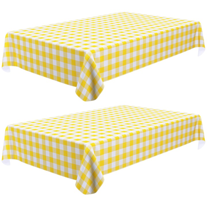 Set 2 Fete de masa impermeabile, cu suport flanel, galben, 274x137cm