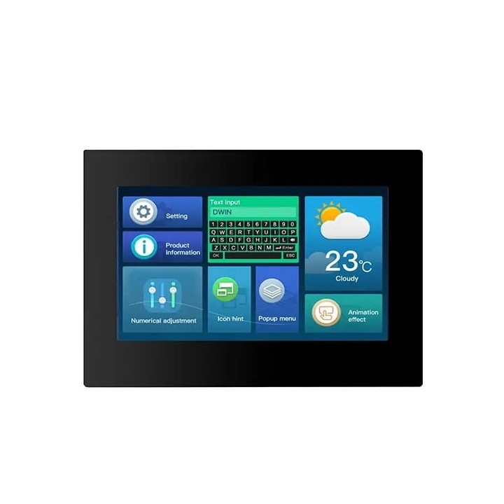 Panou tactil rezistiv LCD, DWIN, 7.0", 800x480, carcasa, DMG80480C070_15WTR