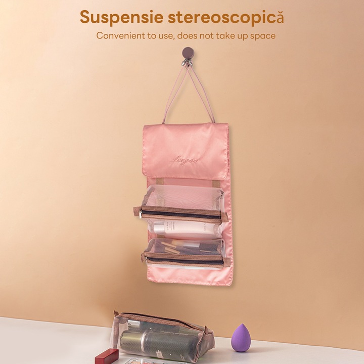 Kozmetikai táska, Serene Sense®, 4 az 1-ben, vízálló és légáteresztő, piros