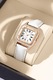 Ceas dama QUARTZ M0672, patrat, trei maini mici, alb, 31x31mm, curea piele PU
