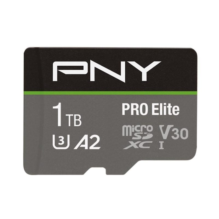 Карта с памет PNY PRO Elite, 1TB, microSDXC, UHS-I U3, Class 10, V30, включен SD адаптер