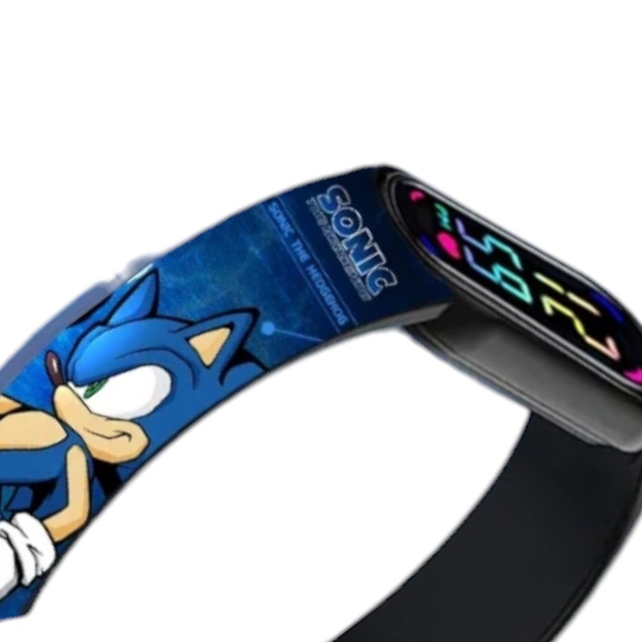 Gyermek digitális karóra vízálló Sonic the Hedgehog dizájnnal