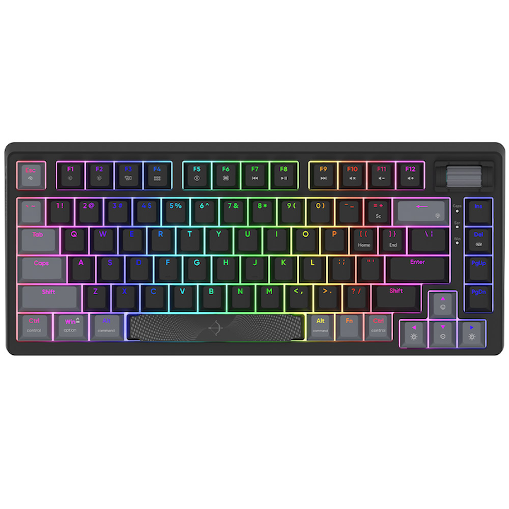 Клавиатура AQIRYS Adara Mini Black Keyboard, Mechanical, HaiMu Pink Switch, RGB lighting, Gasket-Mount, hot-swappable, USB, black