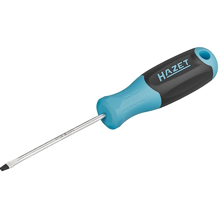 HAZET laposfejű csavarhúzó, egyenes profil, 0,5 x 3 mm, teljes hossz 165 mm, csúszásmentes fogantyú