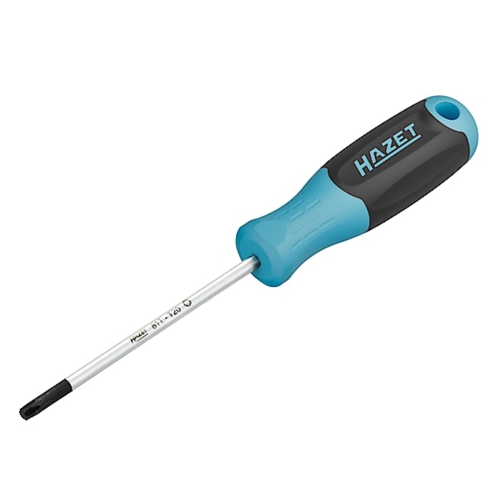 HAZET csavarhúzó, torx profil, T20, teljes hossz 185 mm, csúszásmentes nyél