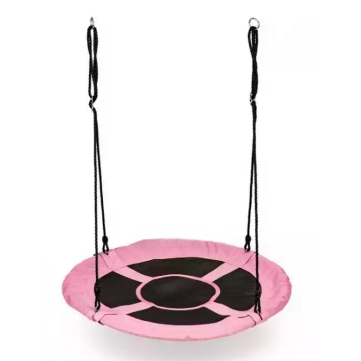 Професионална бебешка люлка idealStore Stork's Nest, тип гнездо, максимално натоварване 150 кг, диаметър 95 см, стоманена рамка, розово