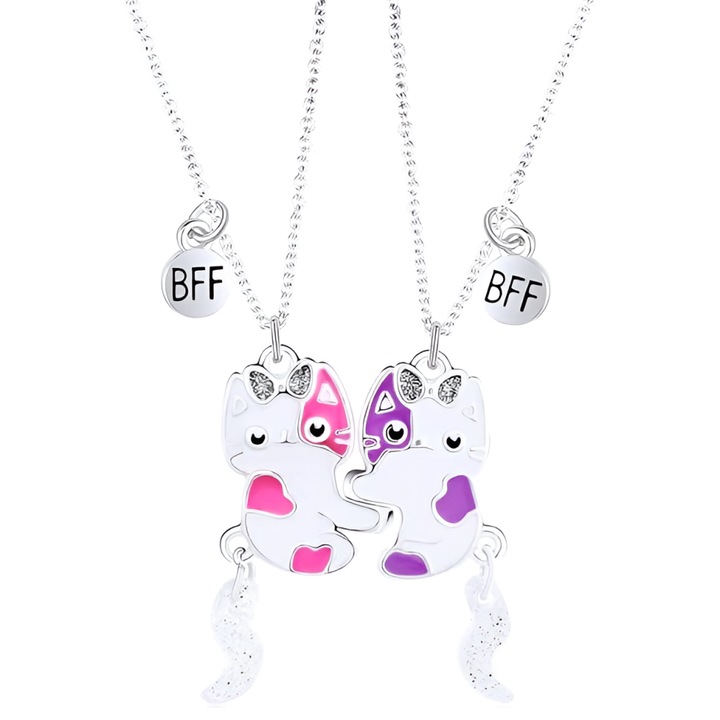 Set 2 coliere pisicuta, Tyrael-SEA, argintiu