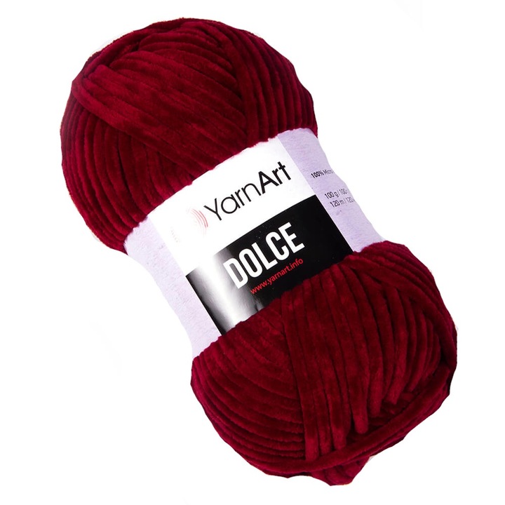 Fir Textil YarnArt Dolce 752, visiniu, pentru crosetat si tricotat, poliester, 120 m