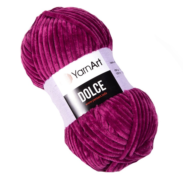 Fir Textil YarnArt Dolce 766, fucsia inchis, pentru crosetat si tricotat, poliester, 120 m