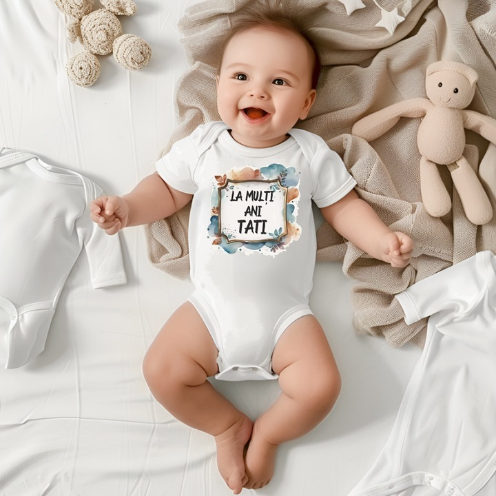Body maneca lunga ''La multi ani tati'' watercolour