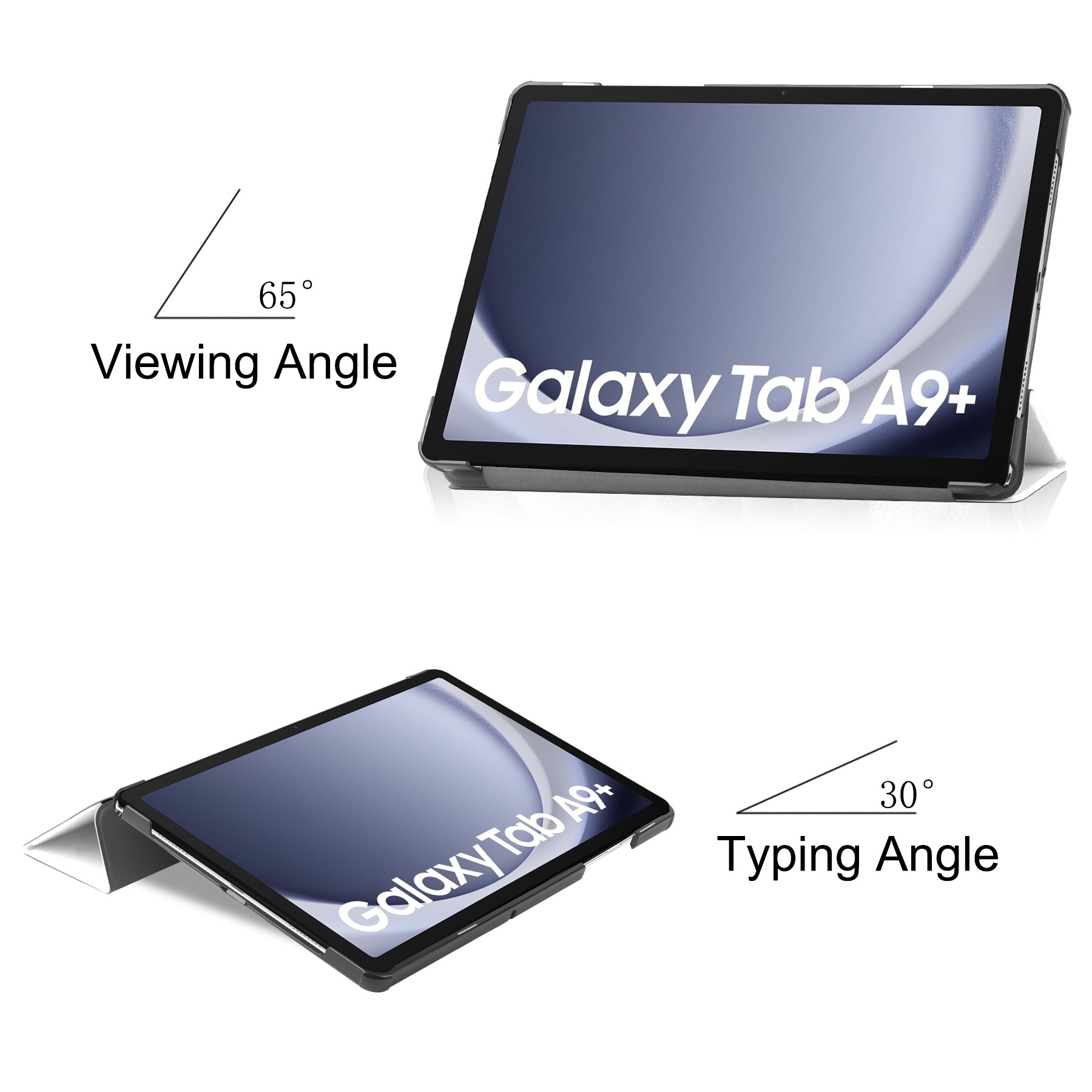 Husa Tablete, Tri-Fold, Stand Reglabil, Inchidere Magnetica, Negru, pentru Samsung Galaxy Tab A9 Plus 11" 2023