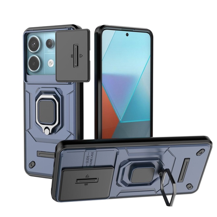 Husa telefon, rezistenta militara, suport magnetic, protectie camera, antiderapanta, pentru Xiaomi Redmi Note 13 Pro 5G