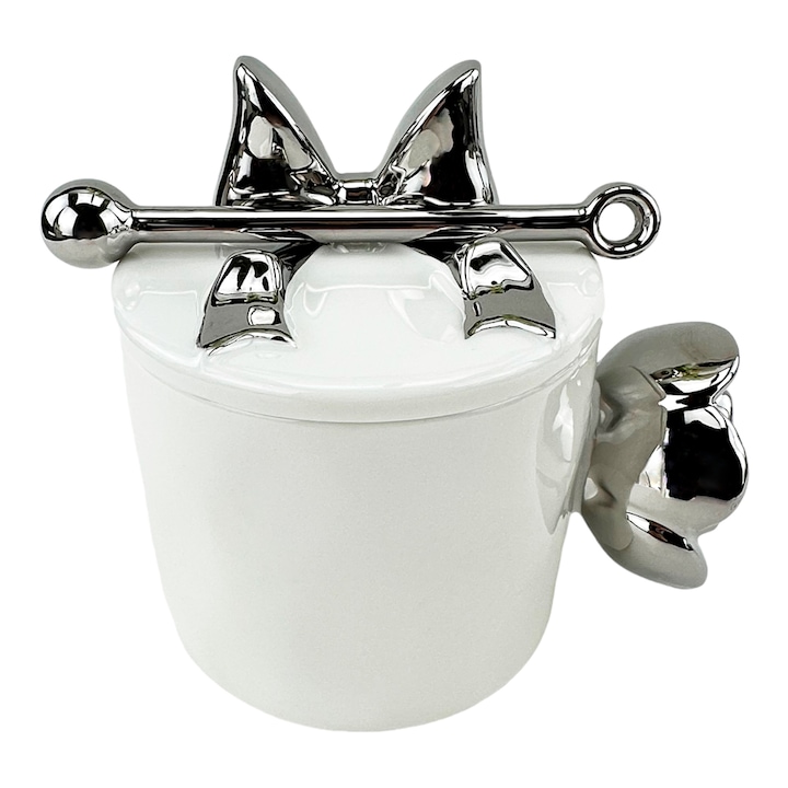 Керамична чаша с капак "Анжела" 350 мл. Бяло