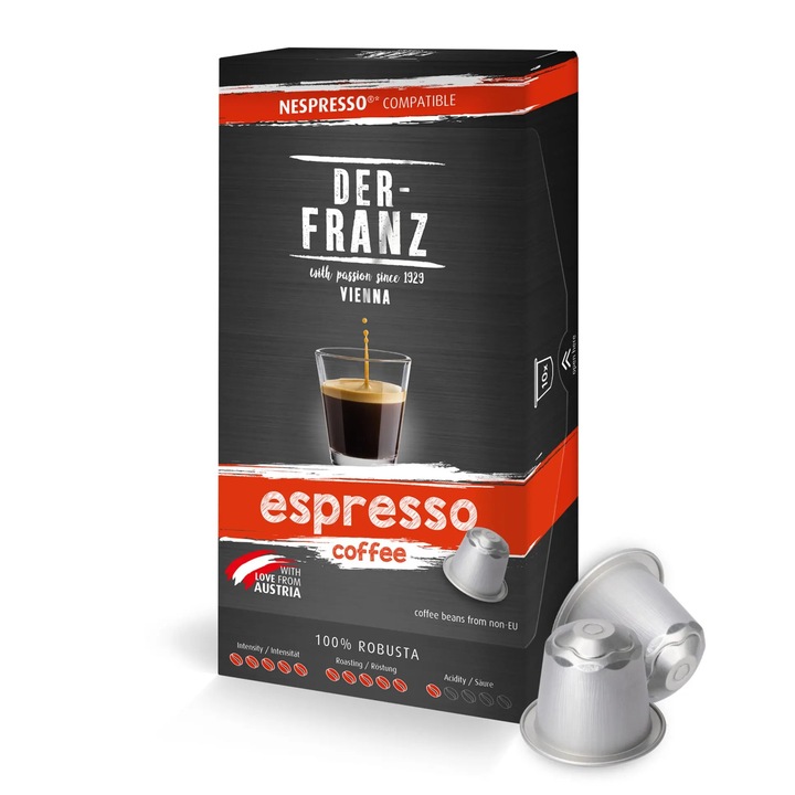 Der-Franz Espresso kávékapszula, Nespresso kompatibilis, 10 kapszula, 50g