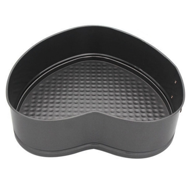 Tava de copt forma inima, non-stick, Otel, Negru, 18x6.6cm