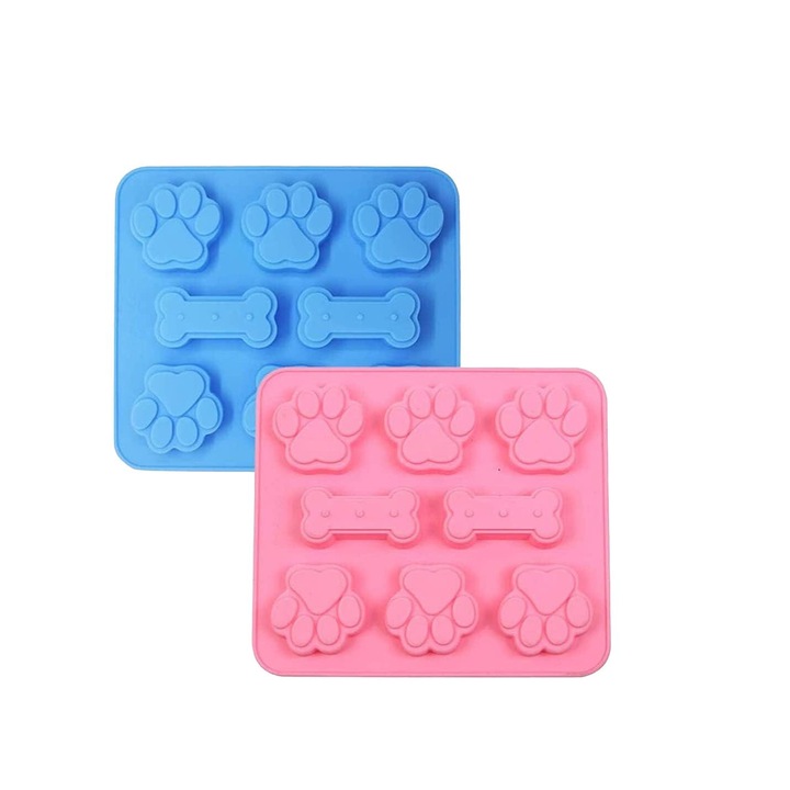 Set 2 forme prajituri din silicon, multifunctionale, roz/albastru, 17.8x15.8x1.4cm