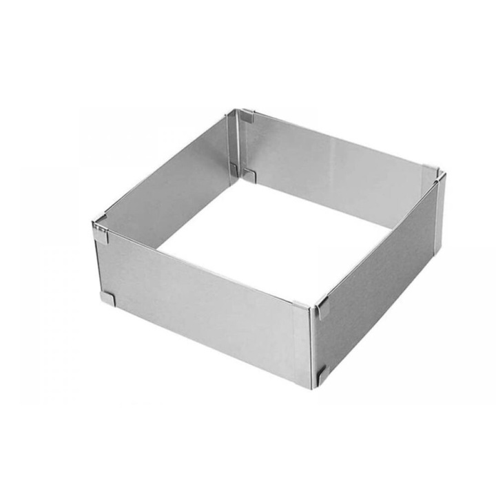 Forma prajituri ajustabila, inox, argintiu, 8x15cm extensibil