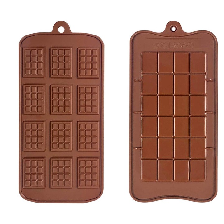 Set 4 forme prajituri silicon, maro, 22.5x10.5x0.5cm