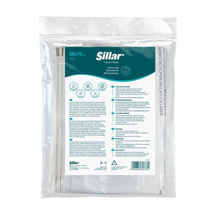 Sac de vidat, Sillar, 50x70cm, pentru haine, 1 buc