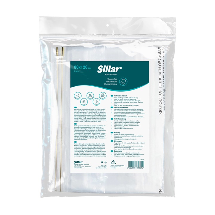 Sac de vidat, Sillar, 80x120cm, pentru haine, 1 buc